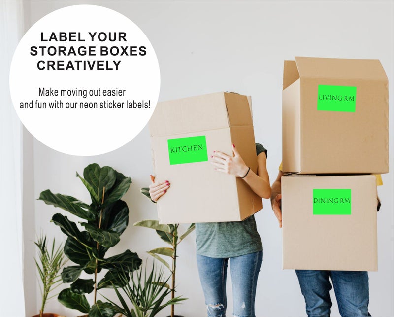 Hybsk 2x3 Inch 300pcs Fluorescent Green Sticker Rectangle Blank Color Coding Neon Labels for Office Organization Shipping Warehouse Labeling (Fluorescent Green) - Image 5